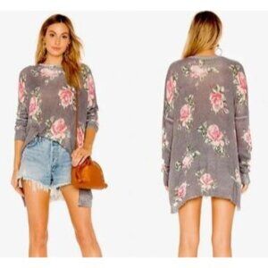 Show Me Your Mumu Lightweight Oversized Floral Knit Bonfire Sweater Size Small